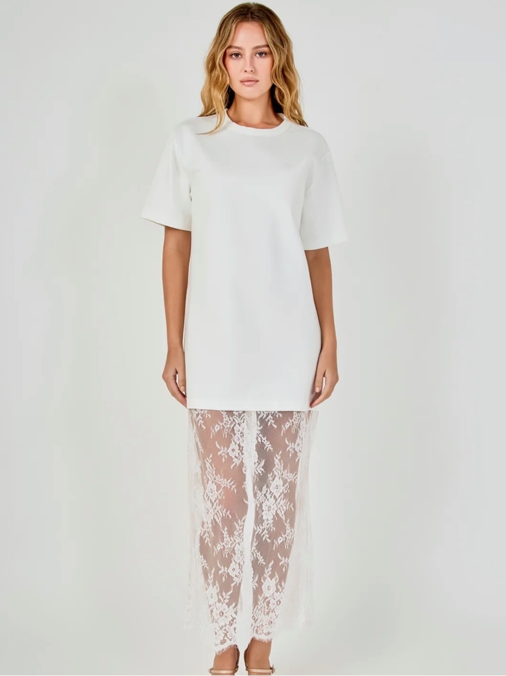 Mix Media T-Shirt Lace Dress